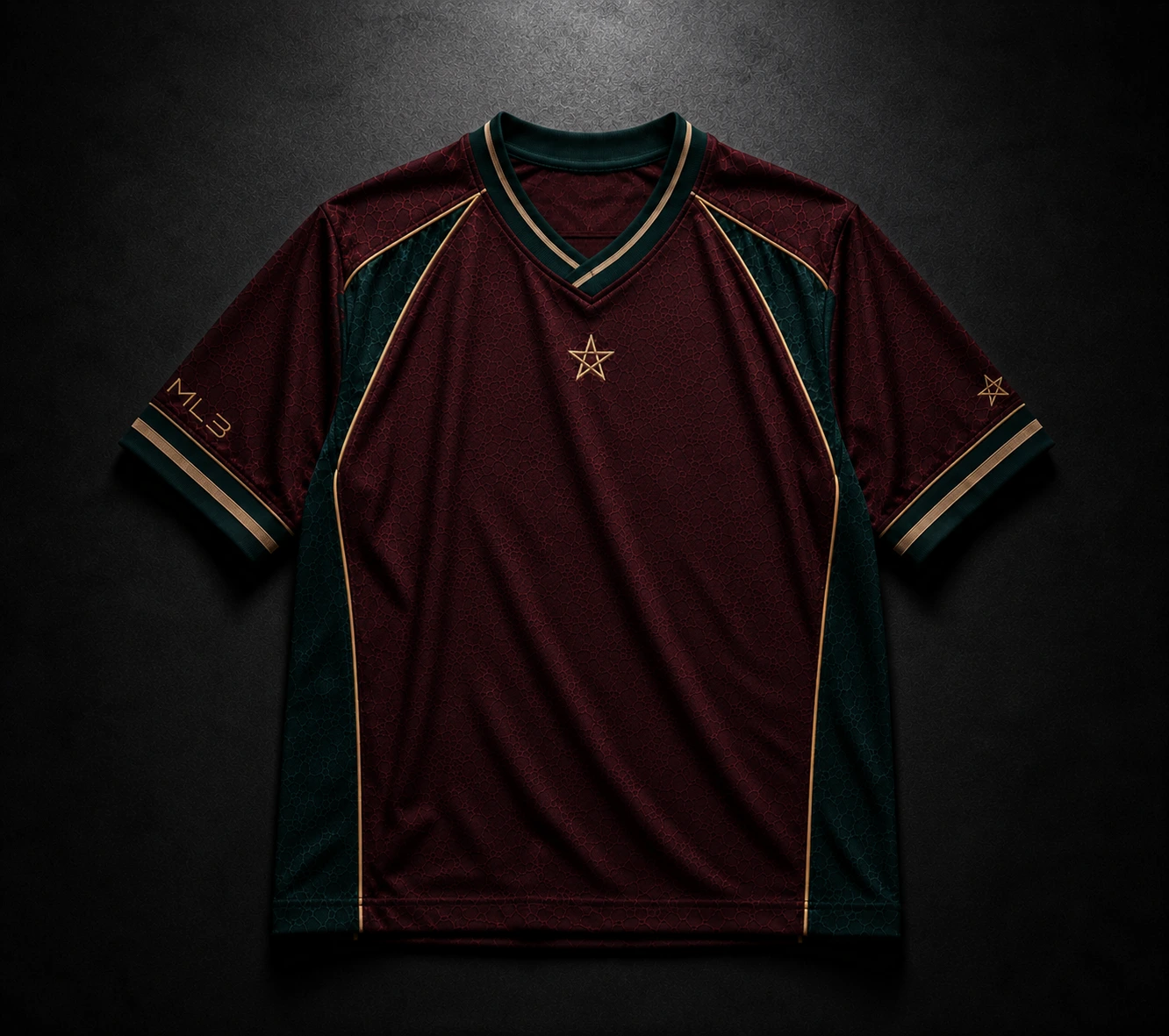 Jersey Premium MLB x Morocco, vue de face, bordeaux et vert avec étoile dorée